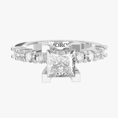 Ten Stone Princess-Cut Solitaire Wedding Ring